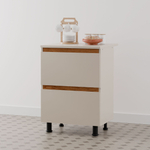 Кухонный модуль напольный 60 см Виго с 3-мя ящиками со столешницей, с дубовыми панелями, на ножках / персидский жемчуг, массив дуба