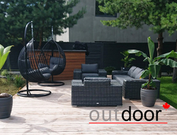Комплект мебели из ротанга OUTDOOR Мадейра (3-местный диван, 2кресла, стол), ш/п, графит