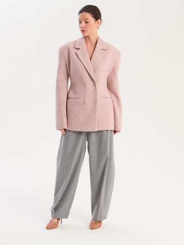 Жакет из шерсти лодена бежево-розовый