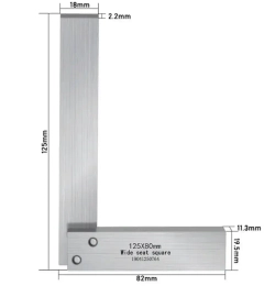 Линейка/угольник 125мм х 82мм, Металл