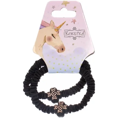 Резинки для волос 2шт «КИРА», клевер, микс 5 цветов, d-5см (подвес Единорог)