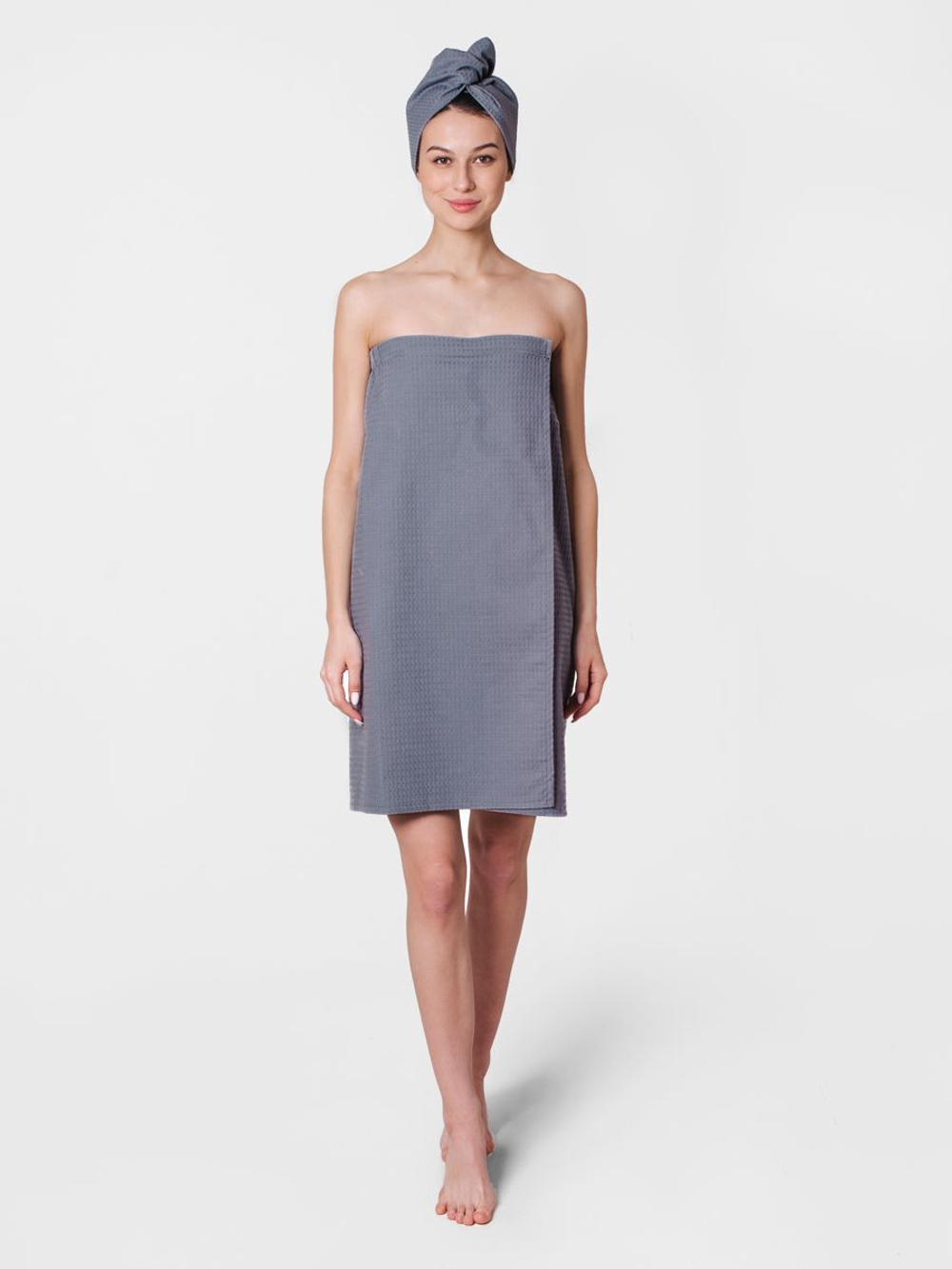 Парео-юбка вафельное серое