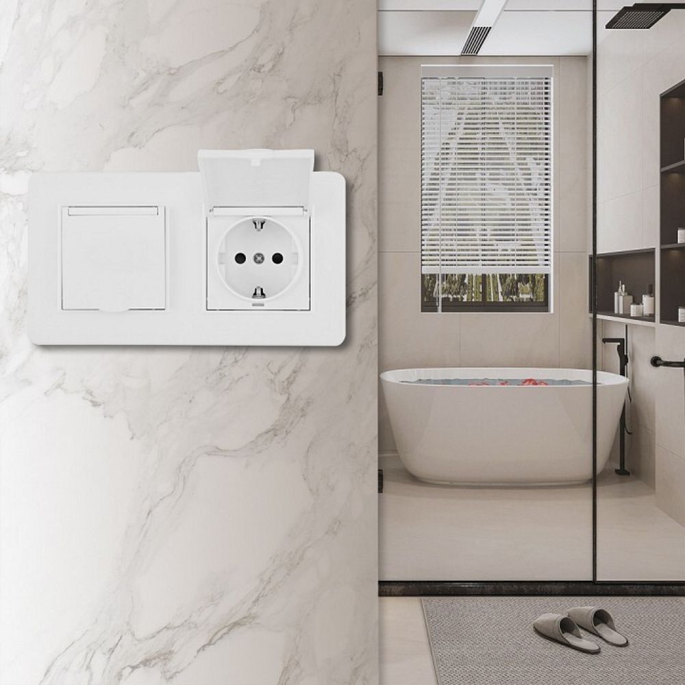 Розетка с заземлением и шторкой, с крышкой Arte Milano SET16-2 SET16-2-41-1x2 white