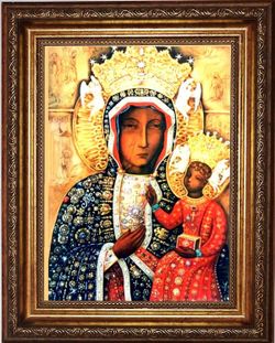 Честноховская икона Богородицы с мечами. Копия старинной иконы на холсте.