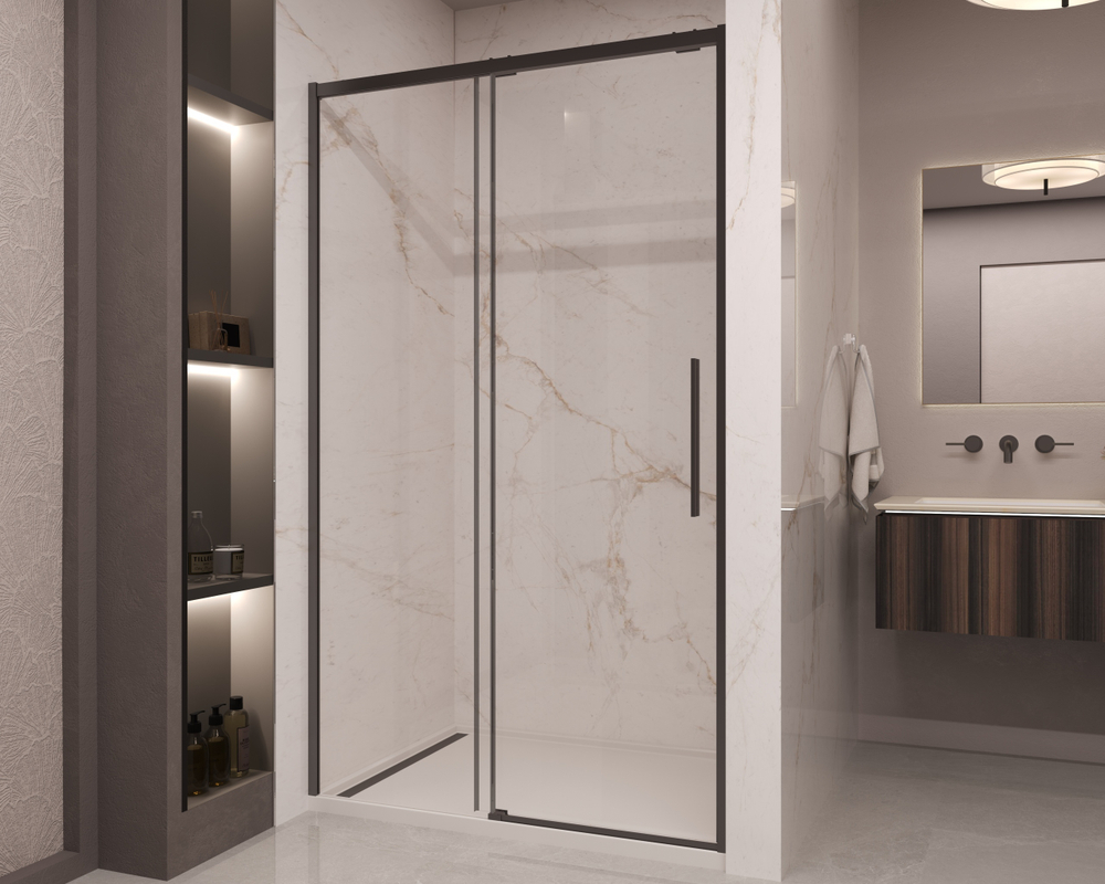 Душевая дверь Stella VDS-1ST120CLB, 1200, черный, стекло прозрачное