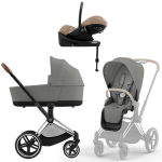 Коляска Cybex Priam IV Chrome Brown complete Cloud G Almond Beige Plus Base G 4 в 1 Mirage Grey