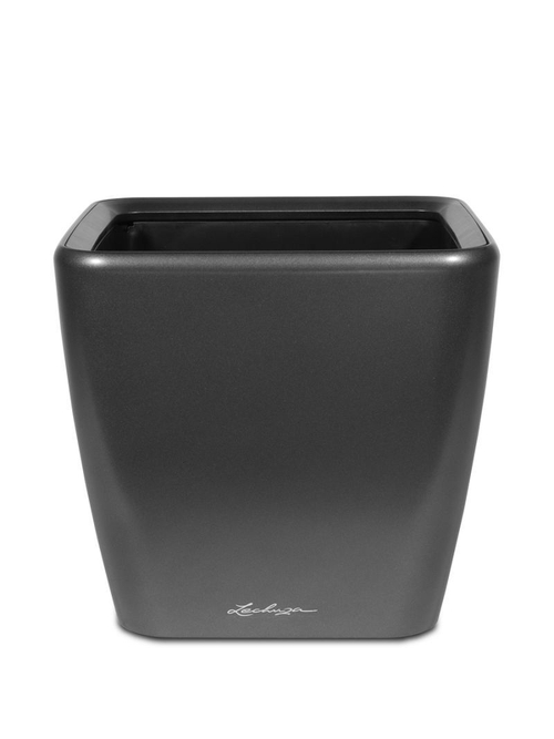 Кашпо Lechuza "Quadro LS Complete charcoal metallic" (пластик), 28x28xH26 см