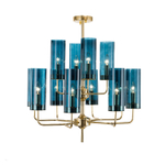 Люстра  Brass & Blue Glass Tube by Hans-Agne Jakobsson (15 плафонов, синий)