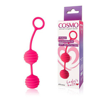 Розовые вагинальные шарики с ребрышками 3,1см Bior Toys Cosmo CSM-23033-25