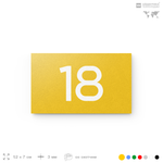 Табличка с номером 18 на дверь квартиры, для офиса, кабинета, аудитории, склада, желтая 120х70 мм, Айдентика Технолоджи