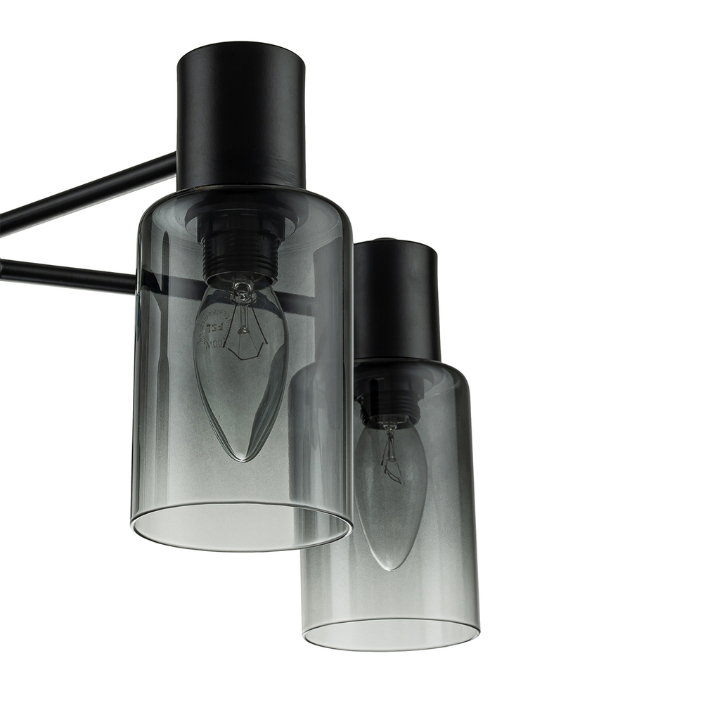 Светильник на штанге 5x40Вт, E14, металл/стекло, черный/хром