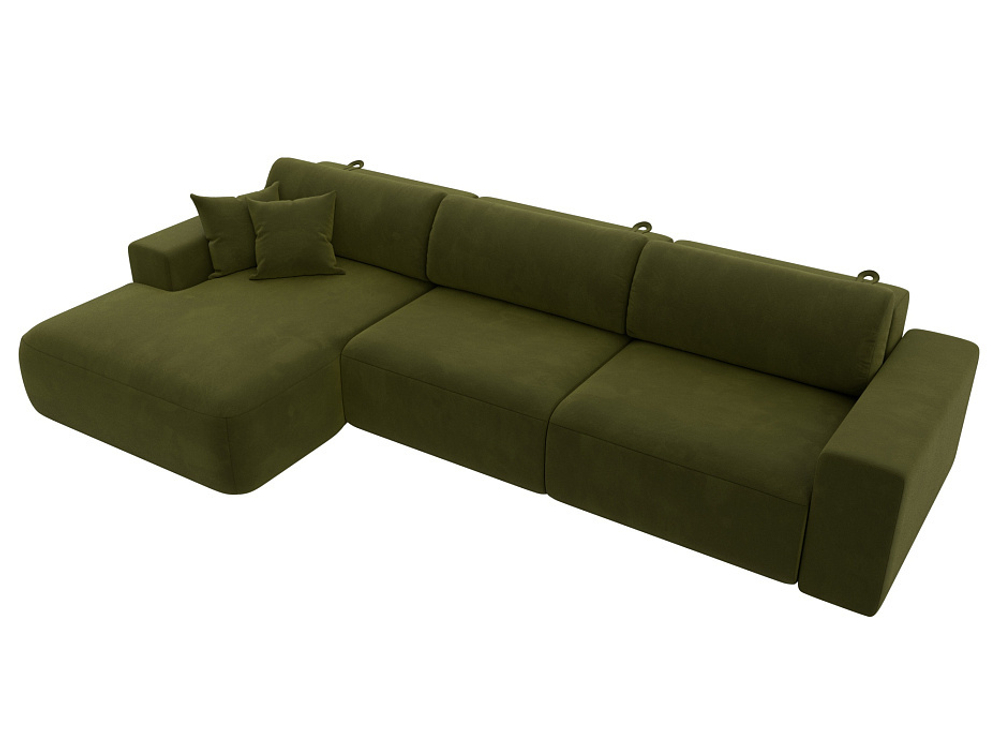 Диван угловой Лига-036 НПБ Классик Лонг левый угол МИКРОВЕЛЬВЕТ Зеленый