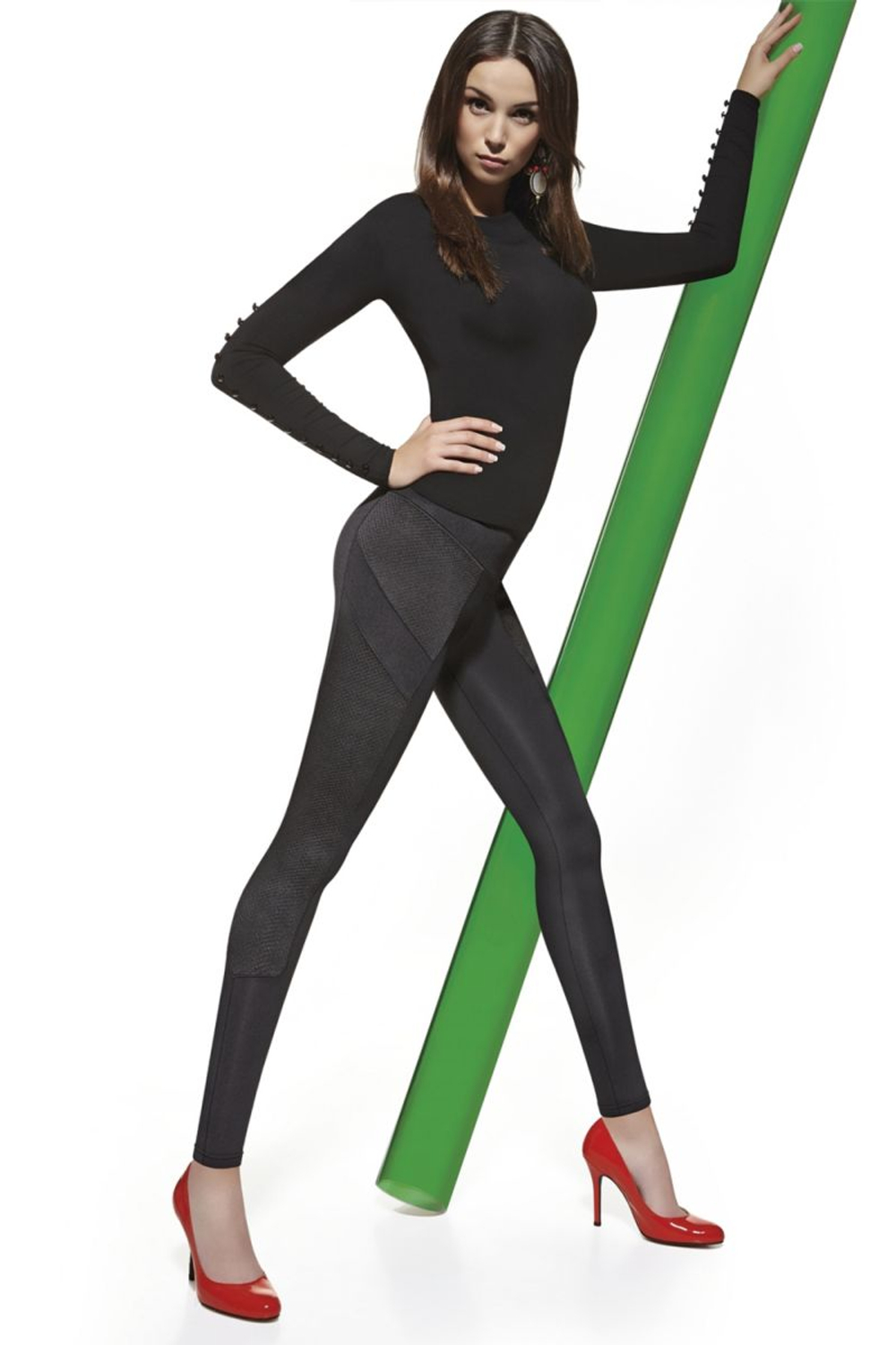 Легинсы Sisi с декоративными вставками (Размер: M) (Цвет: черный)