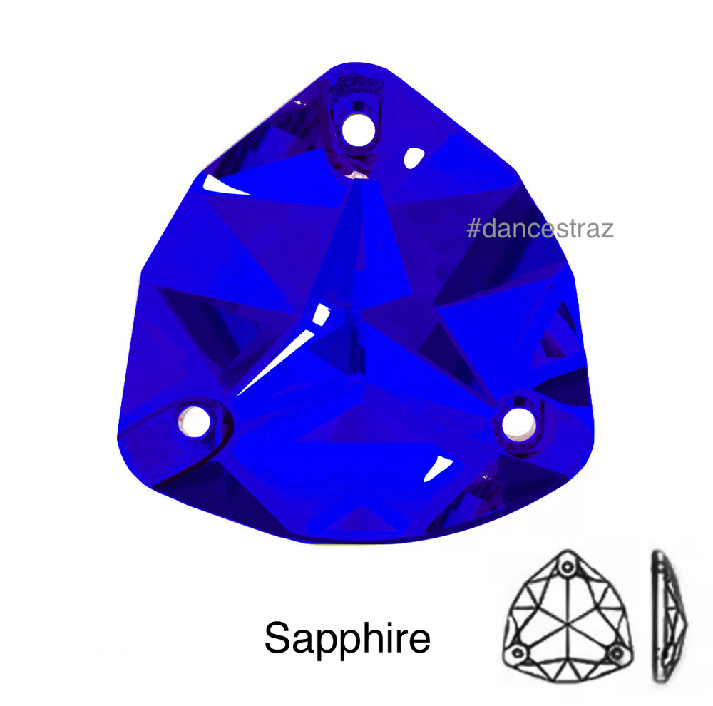 Стразы пришивные, Fat Triangle, Sapphire, 206, 17mm, (72 ea/pkg), 5A+, (F2)