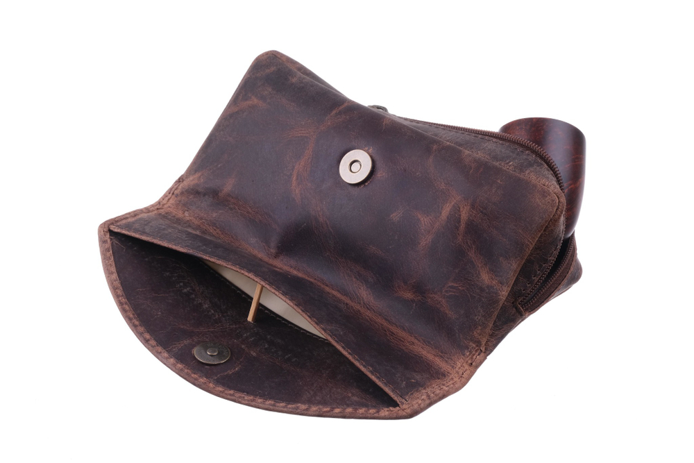Сумка P&A для трубки и табака, натуральная буйволиная кожа
