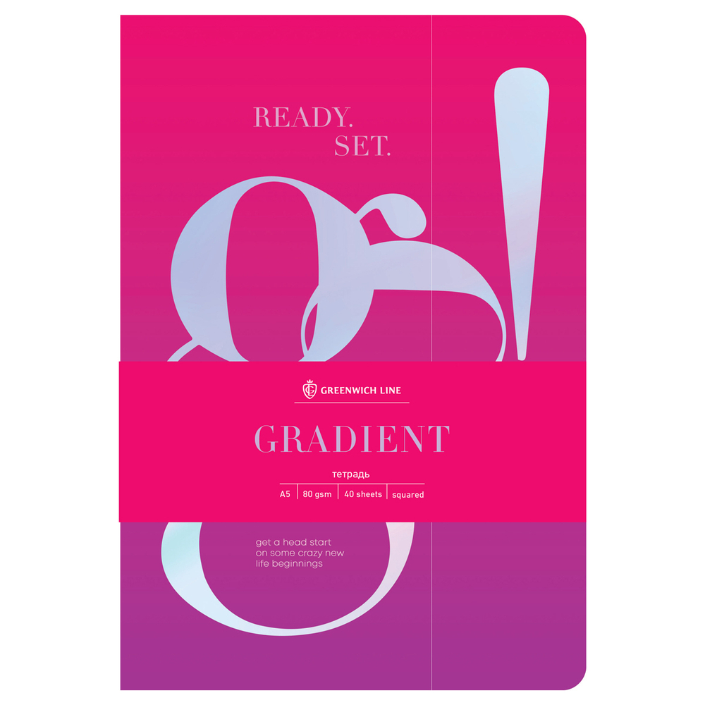 Тетрадь 40л., А5, клетка на сшивке Greenwich Line "Gradient", софт-тач, тиснение фольгой, тон. блок 80г/м2 И