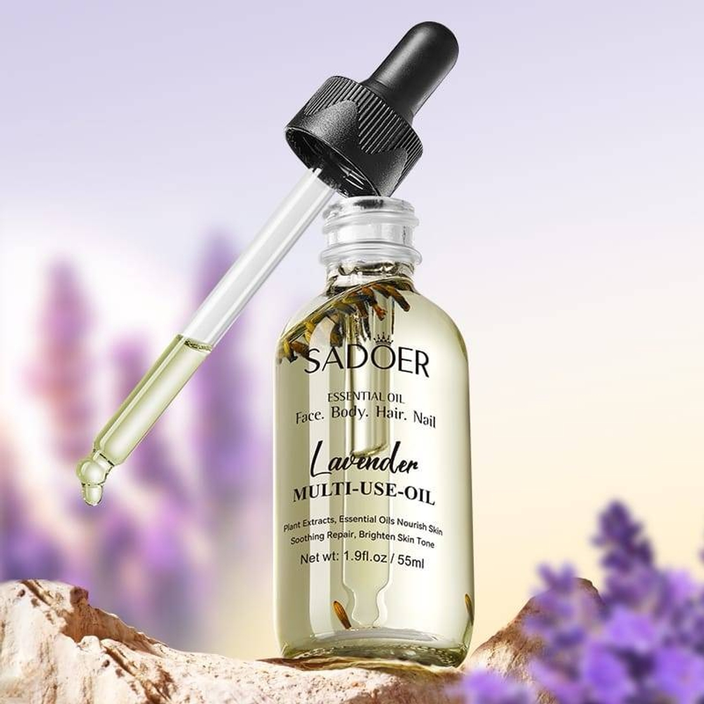 SADOER Масло лаванды для лица, тела, волос, ногтей, 55мл.