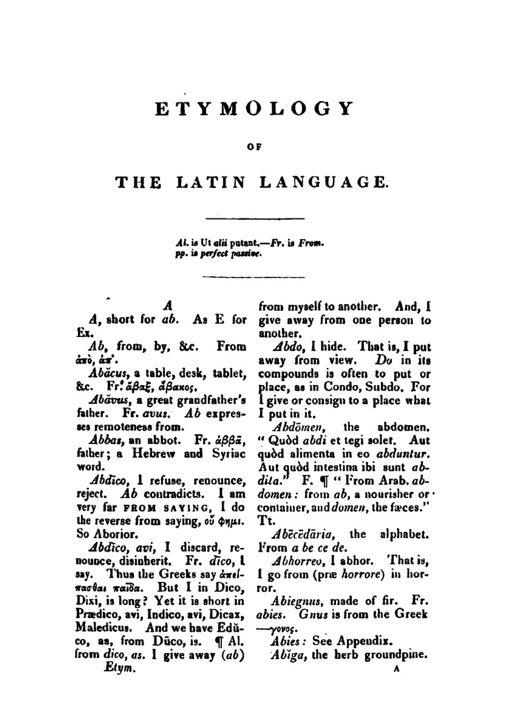 An Etymological Dictionary of the Latin Language | Francis Edward Jackson Valpy