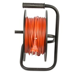 YX10-004 -UCK-4N-2x1.00-40M-S ORANGE-BLACK Удлинитель силовой на пластиковой катушке. б-з. 4 гнезда. 40м ПВС 2х1. 10A. Оранжевый-черный. TМ Uniel