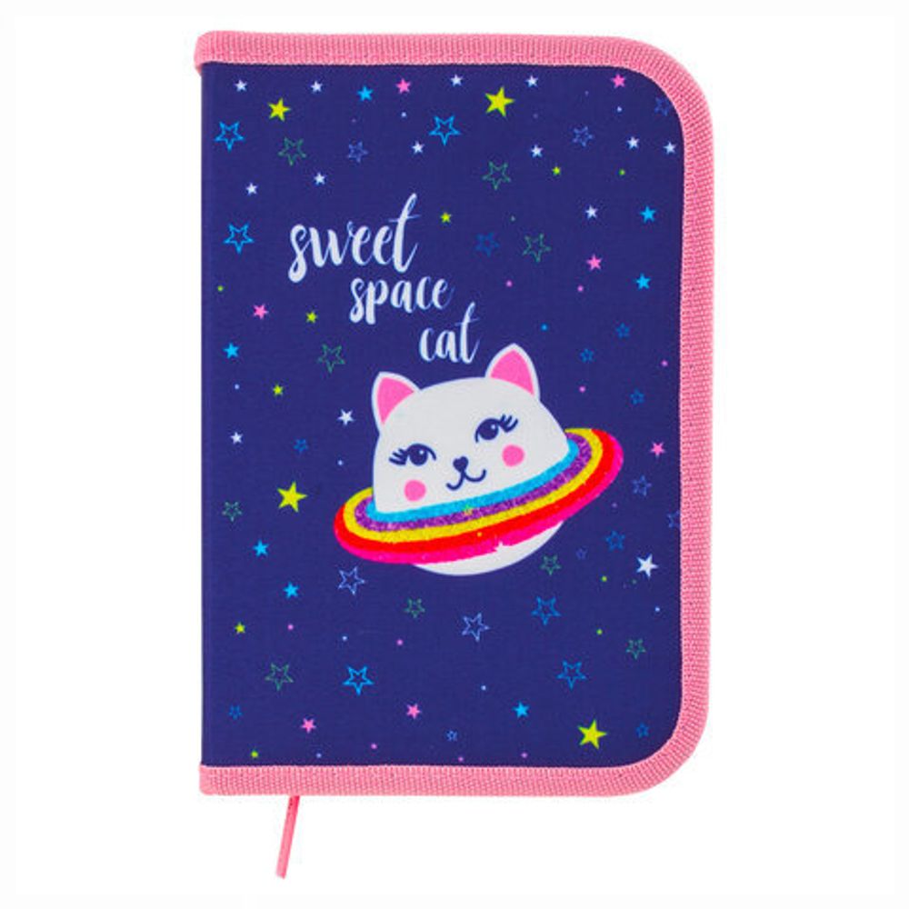Пенал BRAUBERG, 1 отделение, ткань, 20х14 см, "Space Cat", 229278