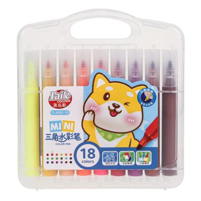 Фломастеры "Корги" в чемоданчике 18 цветов трехгранные смываемые