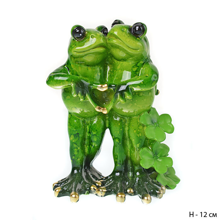 Статуэтка 2 лягушки сердечко, полистоун 12 см