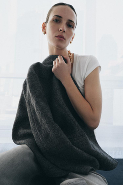 ZARA БЛЕЙЗЕР ИЗ ШЕРСТИ С ПУГОВИЦЕЙ — ZW COLLECTION LIMITED EDITION, МЯГКИЙ СЕРЫЙ