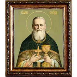 Иоанн Кронштадтский Святой праведный. Икона на холсте.