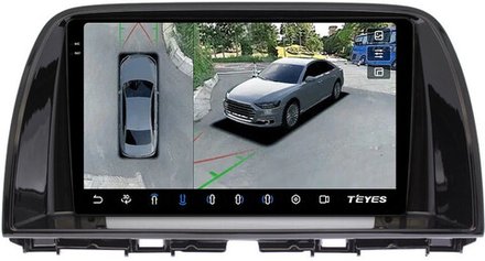 Магнитола для Mazda CX-5 2011-2017 (рамка 9) - Teyes CC3-2K-360 на Android 10, 2K QLED, 6Гб+128Гб, CarPlay, 4G SIM-слот, 4 камеры в комплекте