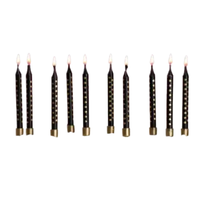 Свечи в торт "Золотая горошина", 10 шт, чёрные