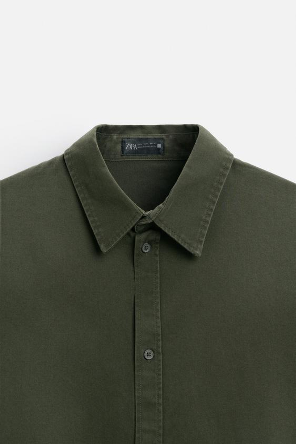 ZARА РУБАШКА RELAXED FIT С ЭФФЕКТОМ ПОТЕРТОСТИ, ЗЕЛЕНЫЙ