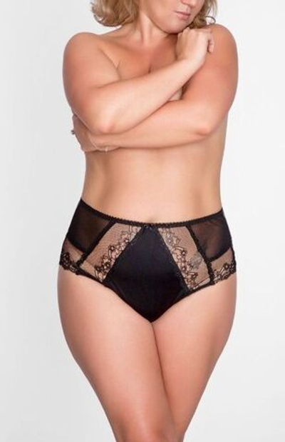 Высокие трусики-слипы из эластичной ткани и кружев (Размер: XXL) (Цвет: черный)