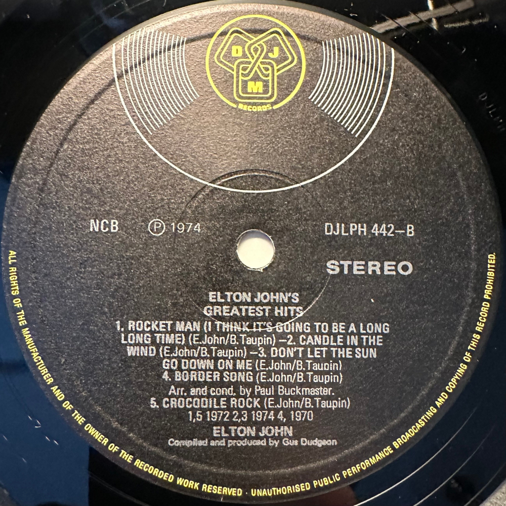 Elton John - Greatest Hits (Скандинавия 1974г.)