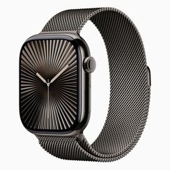 Apple Watch Series 10, 46mm, титан серого цвета, миланский сетчатый браслет