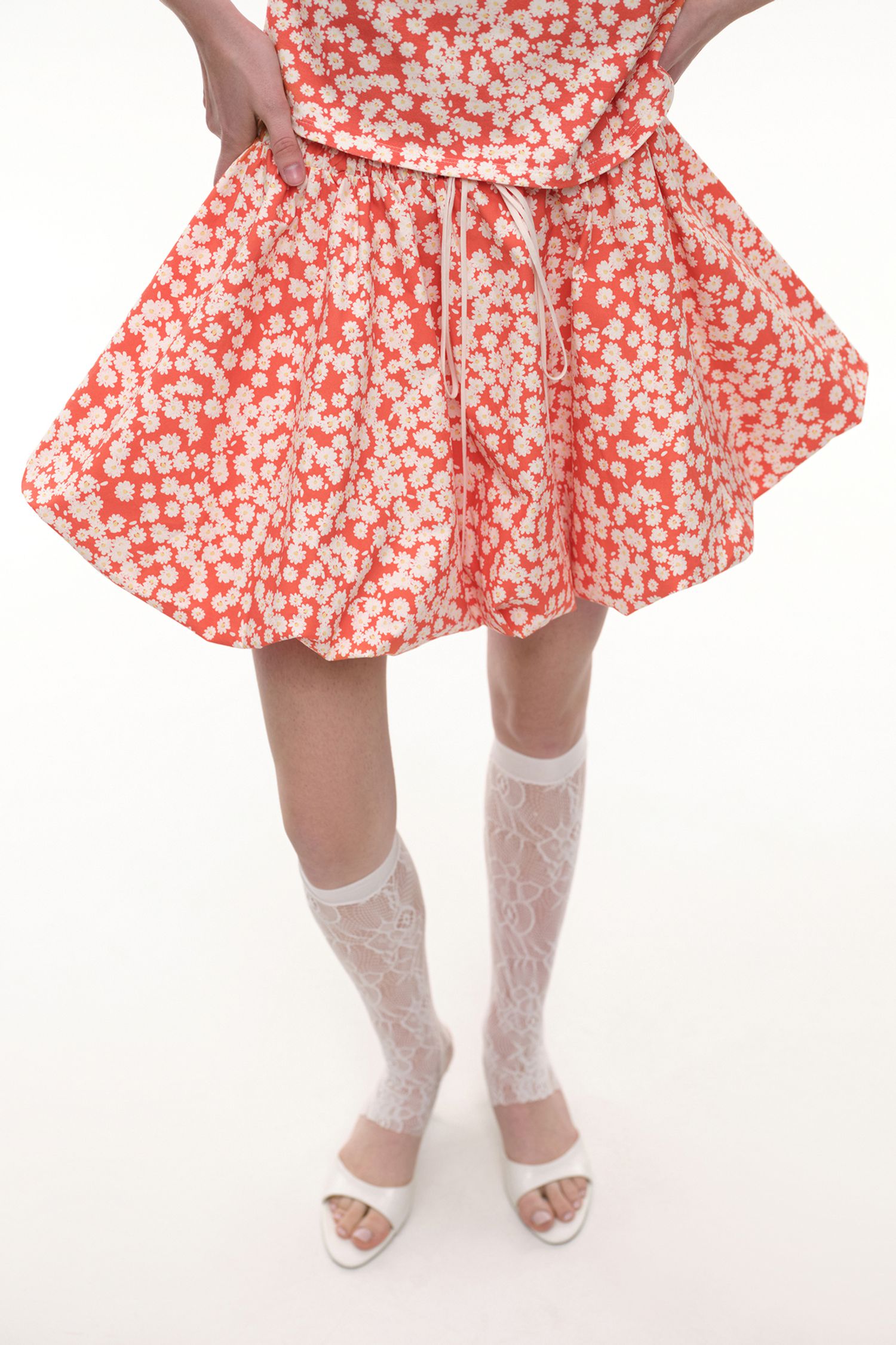 Юбка с цветочным принтом (Flower Power), красная