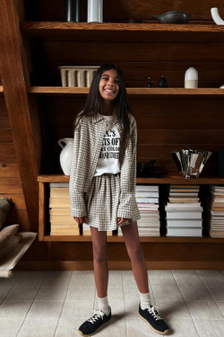 ZARA РУБАШКА В КЛЕТКУ, ЭКРЮ/ЧЕРНЫЙ