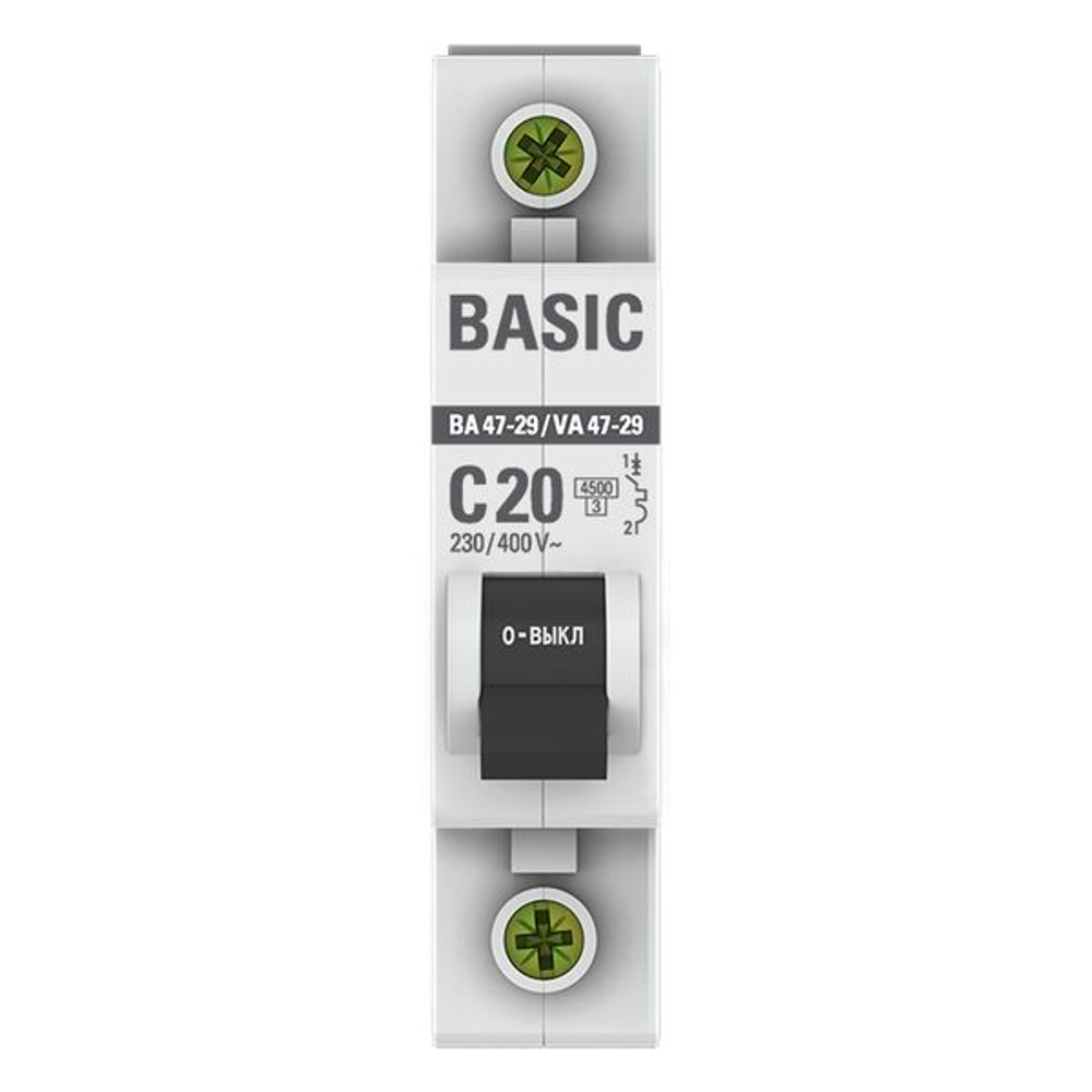 Автоматический выключатель 1P 20А (C) 4,5кА ВА 47-29 Basic