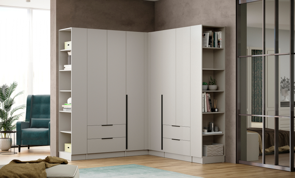 Шкаф угловой Мадрид угол прямой кашемир