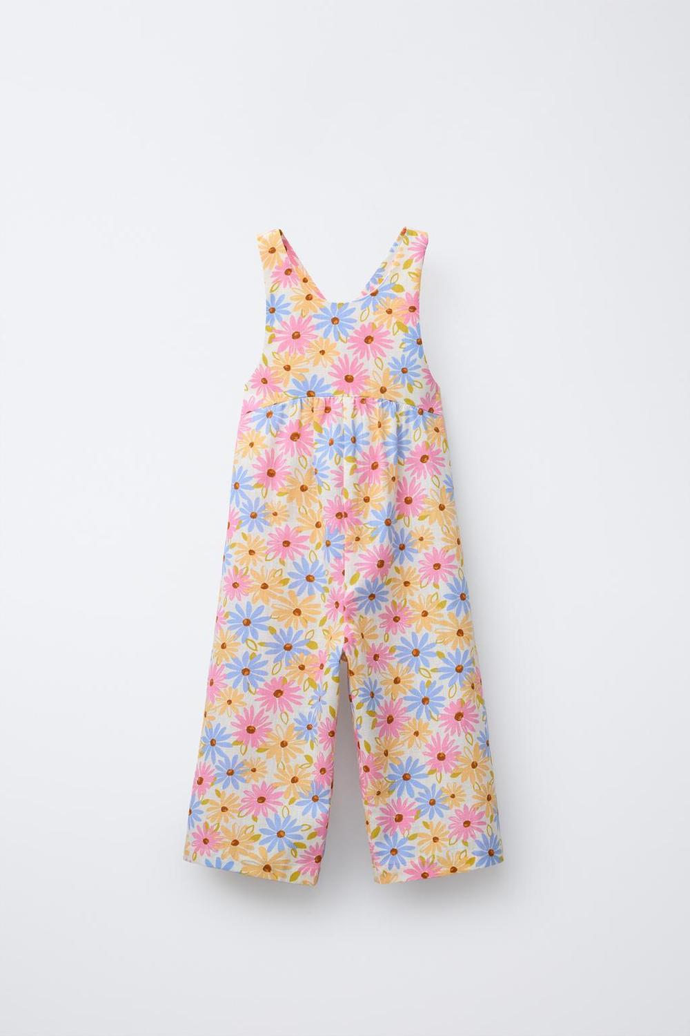 ZARA КОМБИНЕЗОН ИЗ СМЕСОВОГО ЛЬНА С ЦВЕТОЧНЫМ ПРИНТОМ, РАЗНОЦВЕТНЫЙ