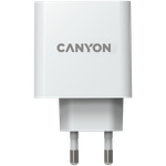 CANYON H-65, GAN 65W charger  Input:  100V-240V Output: 5.0V3.0A /9.0V3.0A /12.0V-3.0A/ 15.0V-3.0A /20.0V3.25A , Eu plug, Over- Voltage ,  over-heated, over-current and short circuit protection Compliant with CE RoHs,ERP. Size: 53*53*29mm, 110g, White