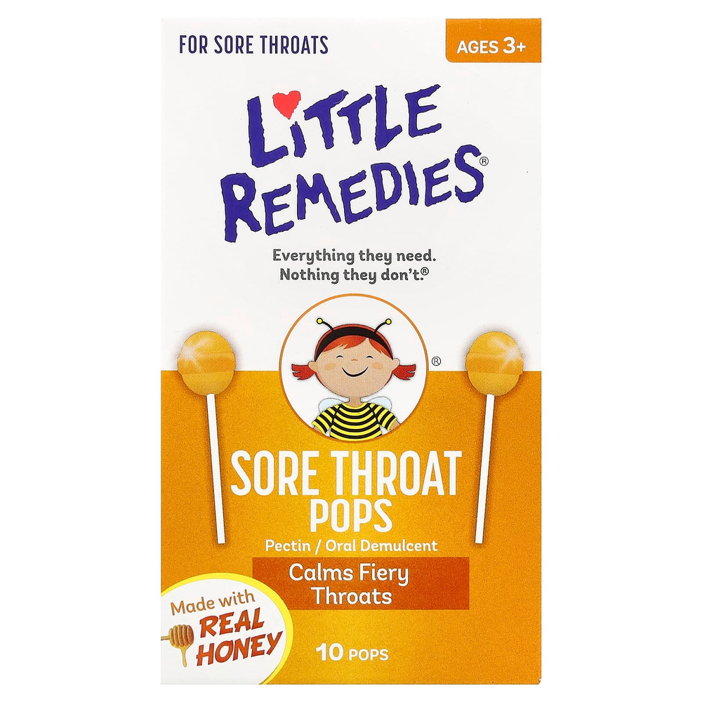 Little Remedies, Леденцы от боли в горле, со вкусом натурального меда, для детей от 3 лет, 10 леденцов