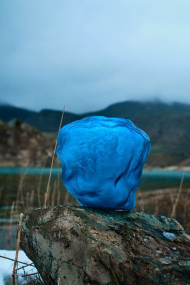 Паскаль (синий) Ваза стеклянная матовая 33.5х23х30.5см