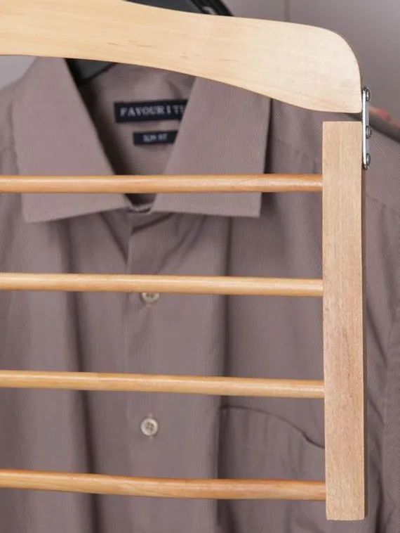 Вешалка для юбок и брюк многоуровневая SAVANNA, 4 перекладины, сорт А, 38,5×1,2×35,5 см, светлое дерево, лотос