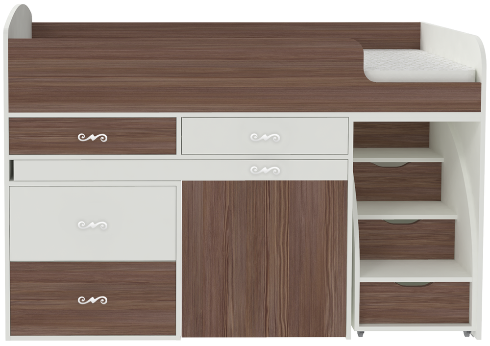 Кровать-чердак КарИВи Малыш 6 Белый  Бодего Темный