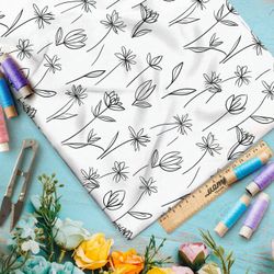 Ткань премиум шифон растительный набросок