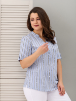 Блузка БЛ-122/голубой-полоскабуквы
