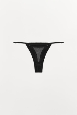 ZARA ТРУСЫ ТАНГА С РЕЛЬЕФНОЙ СТРУКТУРОЙ, ЧЕРНЫЙ