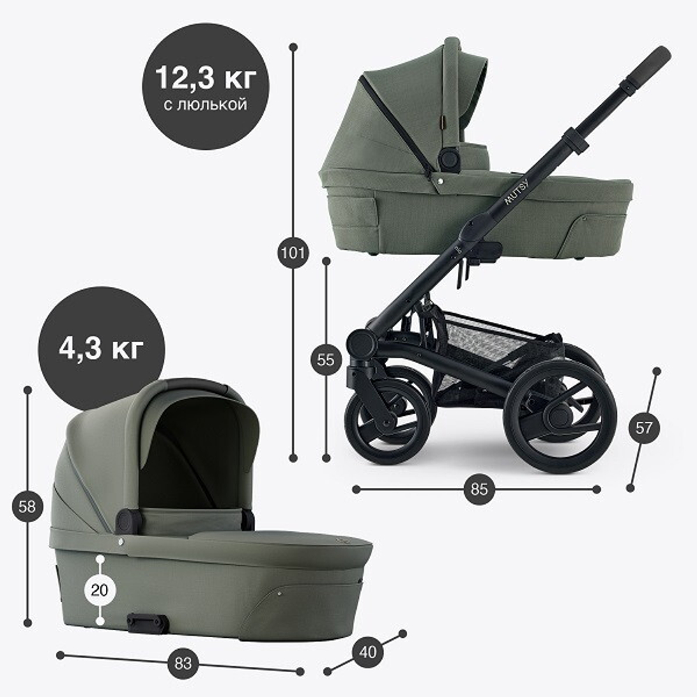 Детская коляска Mutsy Nio 2 в 1 Sea green