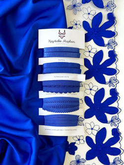 Шелк армани ультрамарин глянцевый плотность 90 г/м2 отрезом 50х75 см