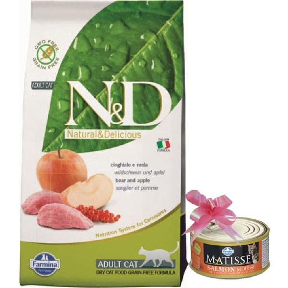 Корм Farmina N&amp;D Cat Boar &amp; Apple  Adult 1,5kg + ПОДАРОК